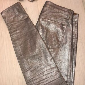 JBrand Silver (hints of gold) wax skinny jeans
